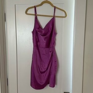 Superdown purple cowl neck mini dress